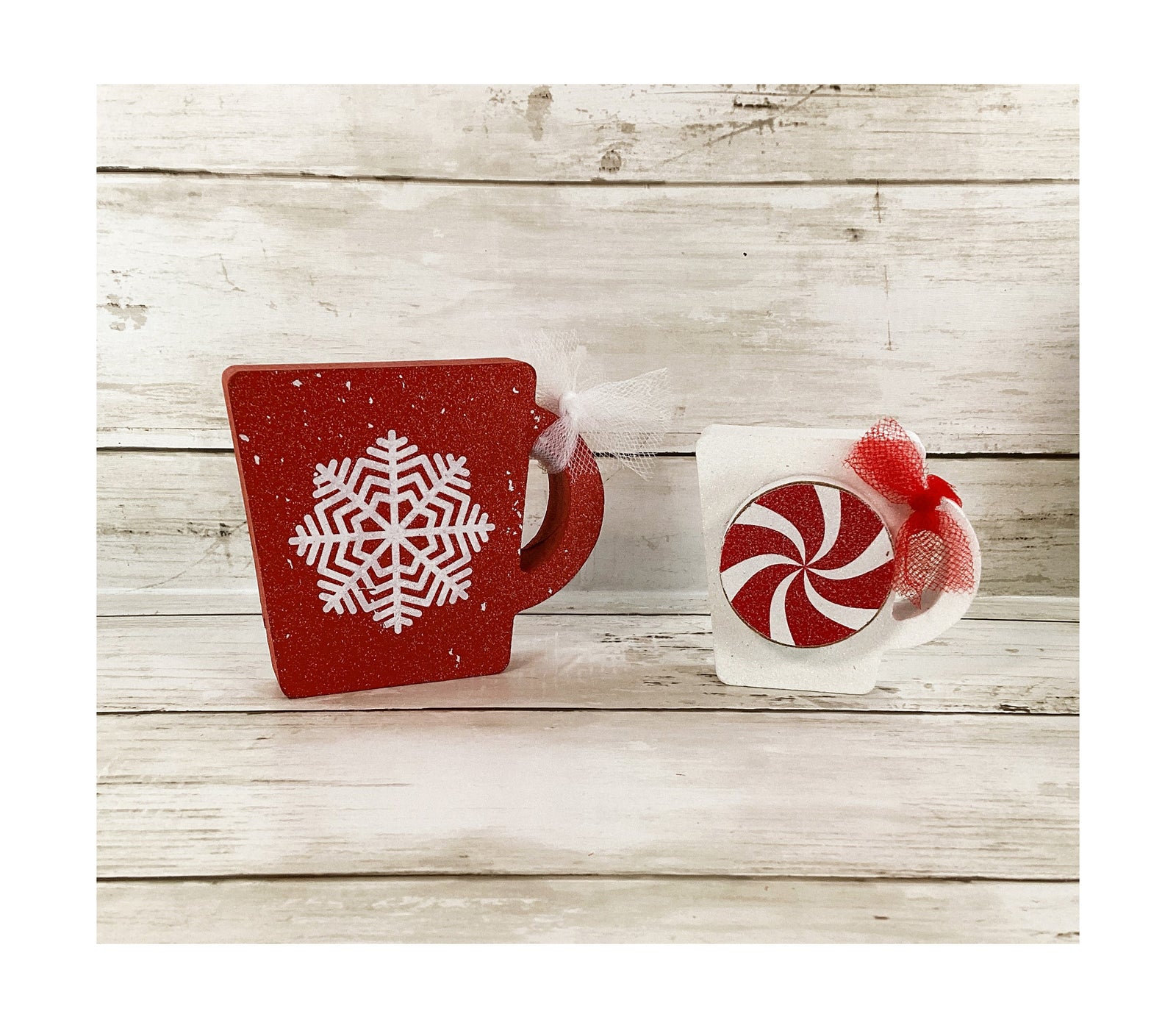 Christmas Decor Red White Peppermint Cookie Candy Hot Cocoa 3pc Set