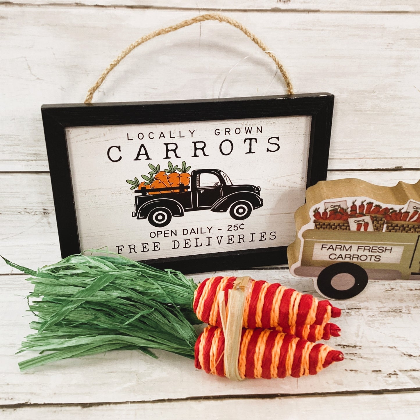 HL CWI Spring Decor - Farm Fresh Carrot Black Truck 3pc Set