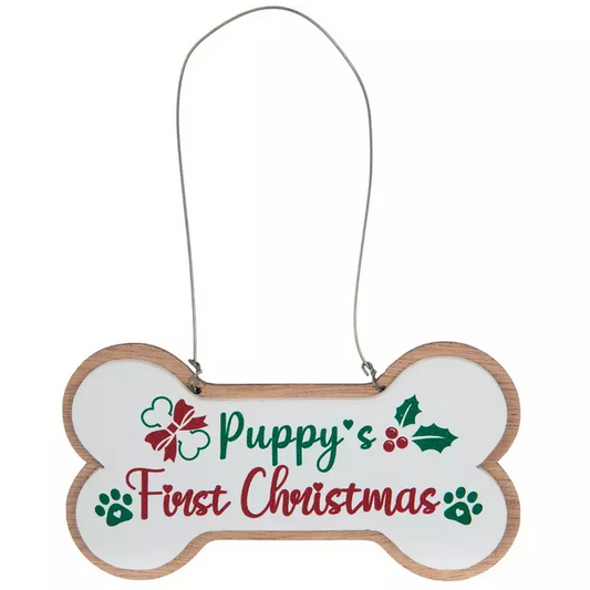 HL Christmas Decor - Small Bone Puppy's First Christmas Ornament
