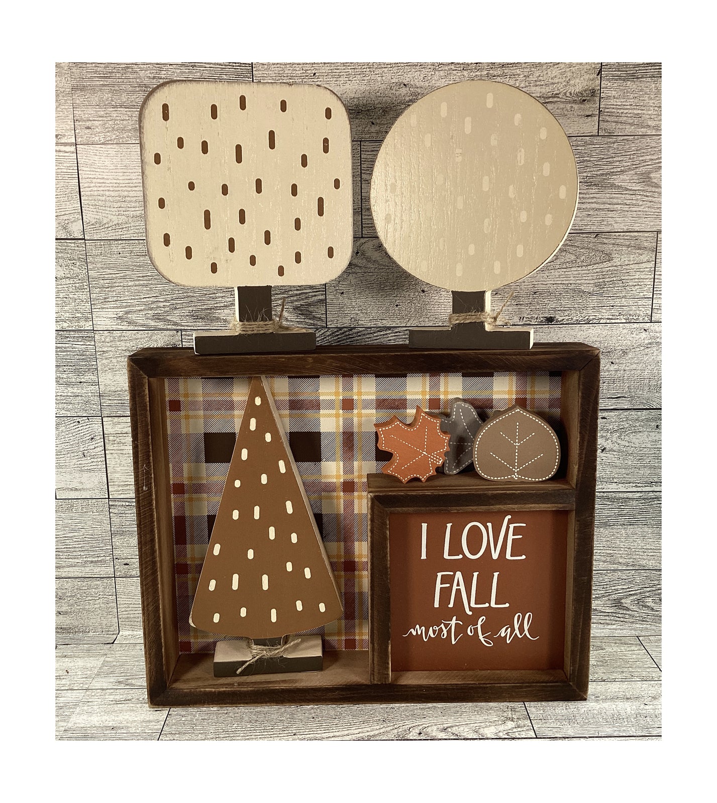 AGD  Fall Decor - 3D Trees Love Fall Most Of All Inset Shadow Box Sign