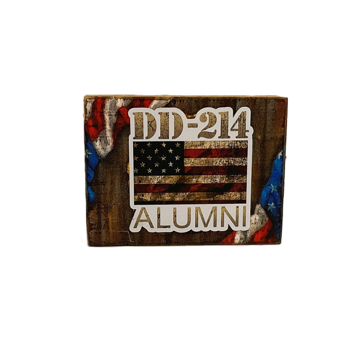 AGD Patriotic Decor- Veteran Memorial DD-214 Alumni Wood Block Sign