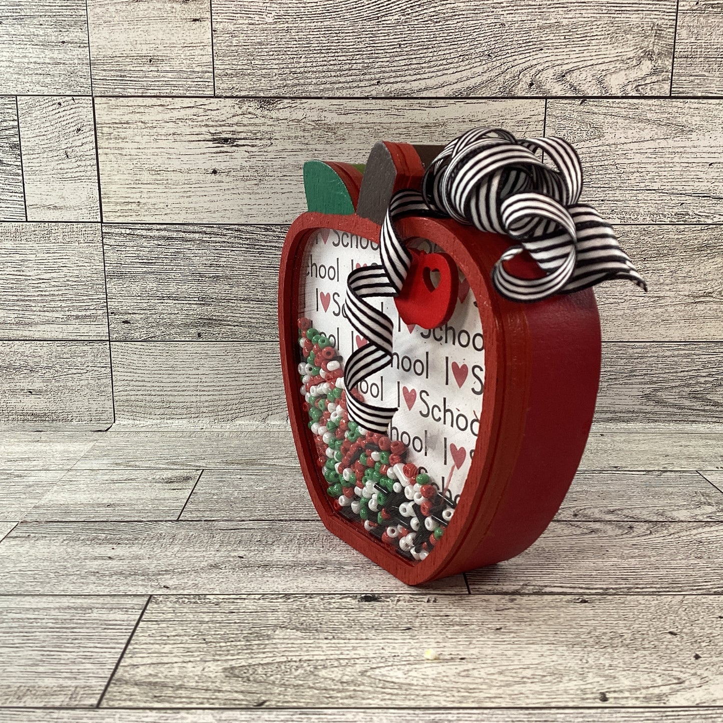 AGD Fall Decor - Teacher I Love School Chunky Wood Shaker Sitter