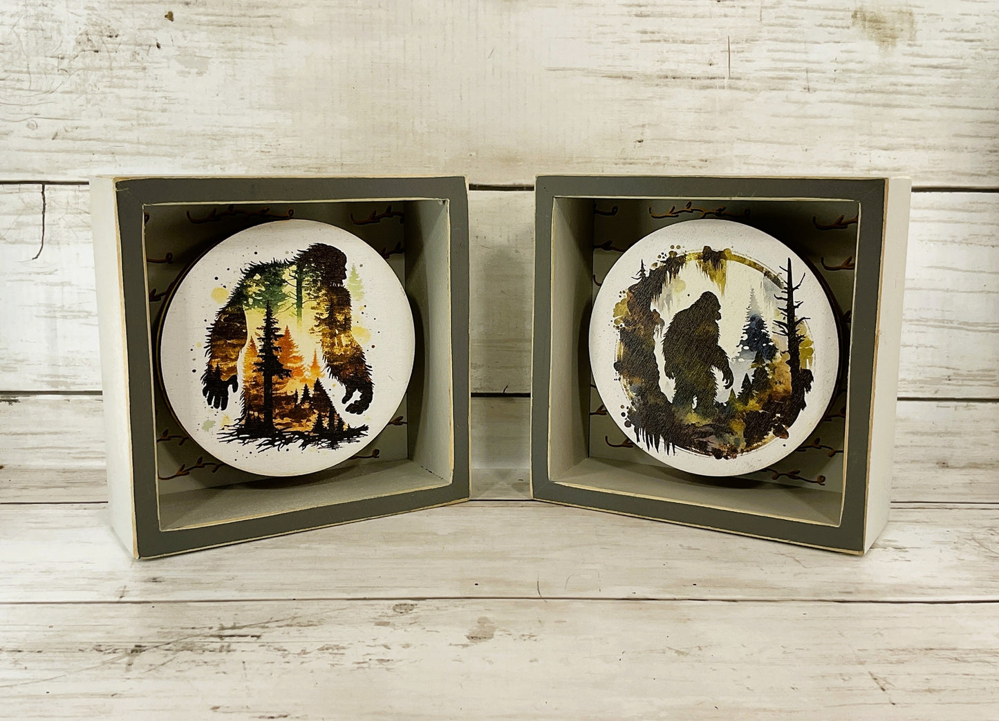 AGD Home Decor - Forest Mountains Bigfoot Yeti Sasquatch 2pc Signs