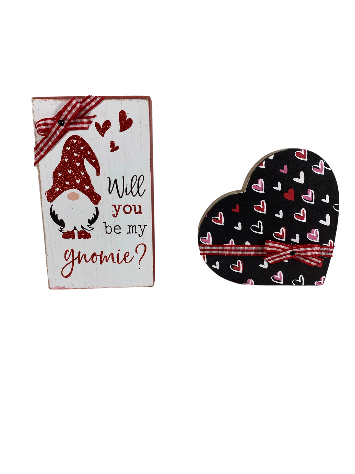 AGD Valentines Decor - Chunky Heart and Be My Gnomie Box Sign 2pc
