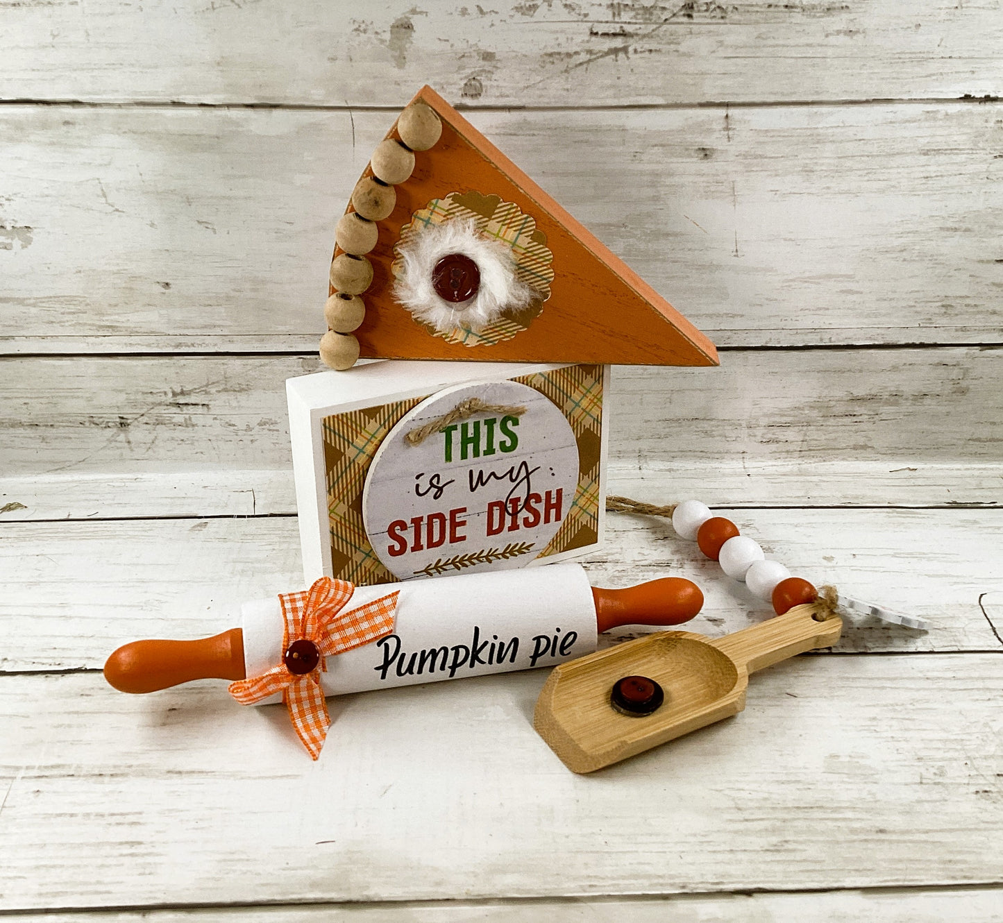 AGD Fall Decor - Pumpkin Pie Time Tier Rolling Pin Tray Sign 4pc