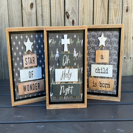 AGSD Christmas Decor - Nativity Theme 3-D Box Signs 3pc