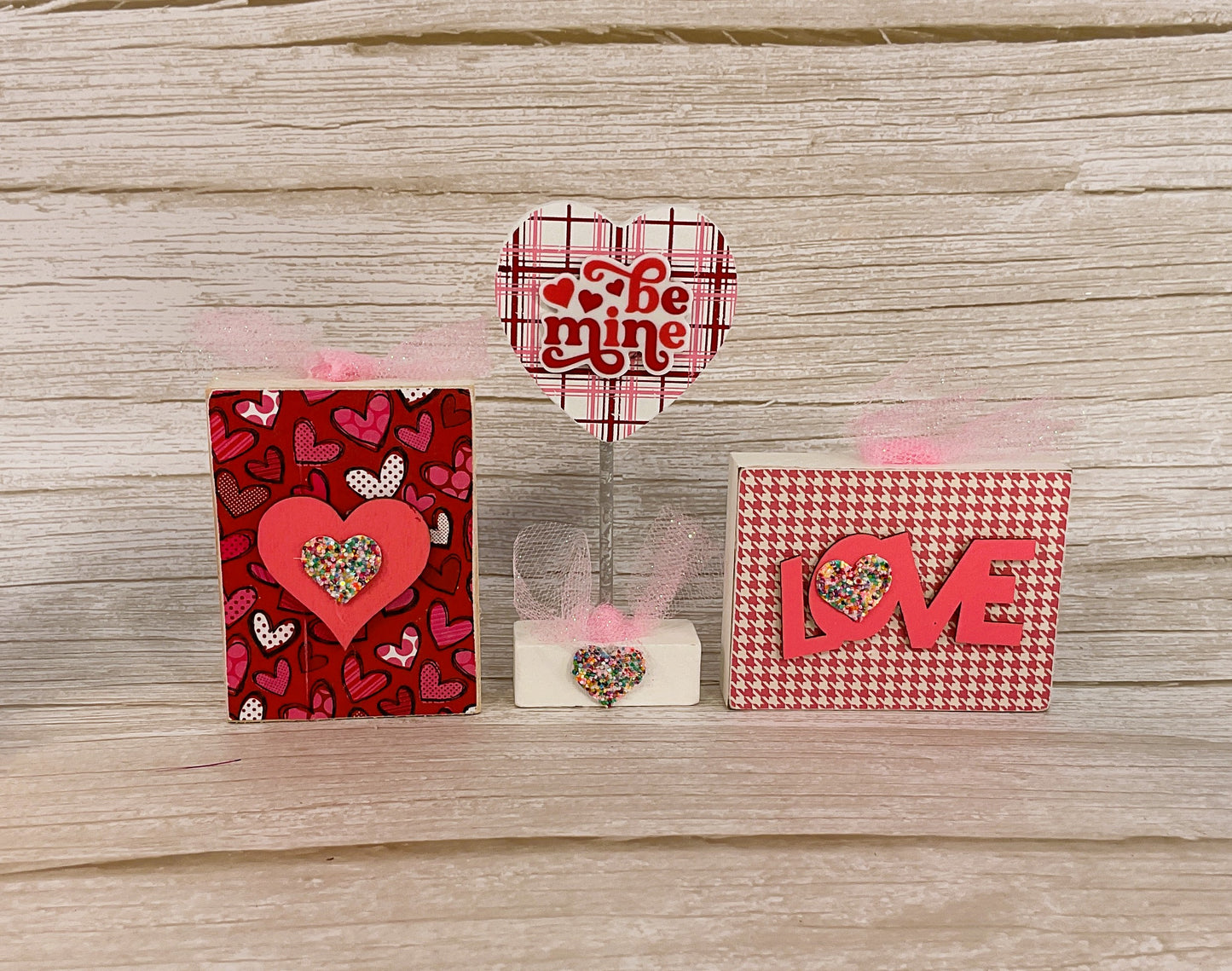 AGSD Valentines Decor - Glam Highland Cow Block Sign Tier Tray 5pc Set