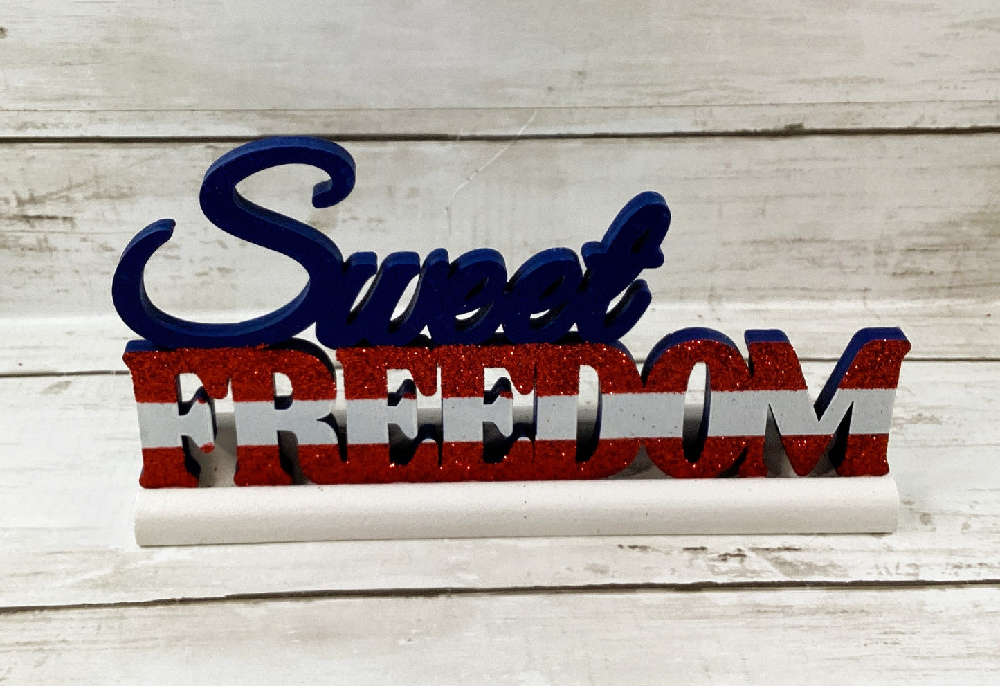 God Bless America Sweet Freedom Freestanding Tile Signs 2pc Set