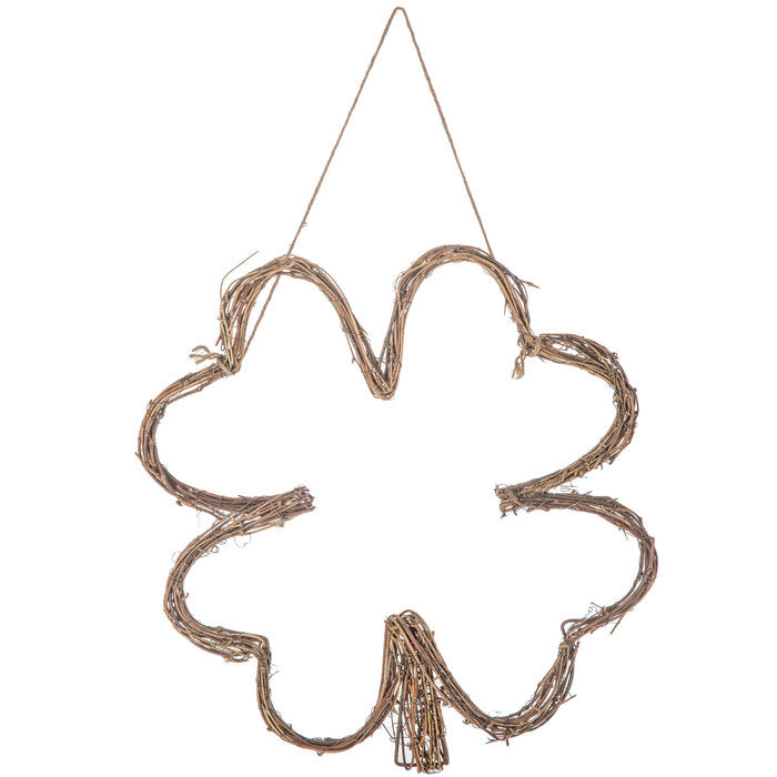 HL St Patrick's Day Decor - Grapevine Rattan 4 Leaf Clover Shamrock Wreath