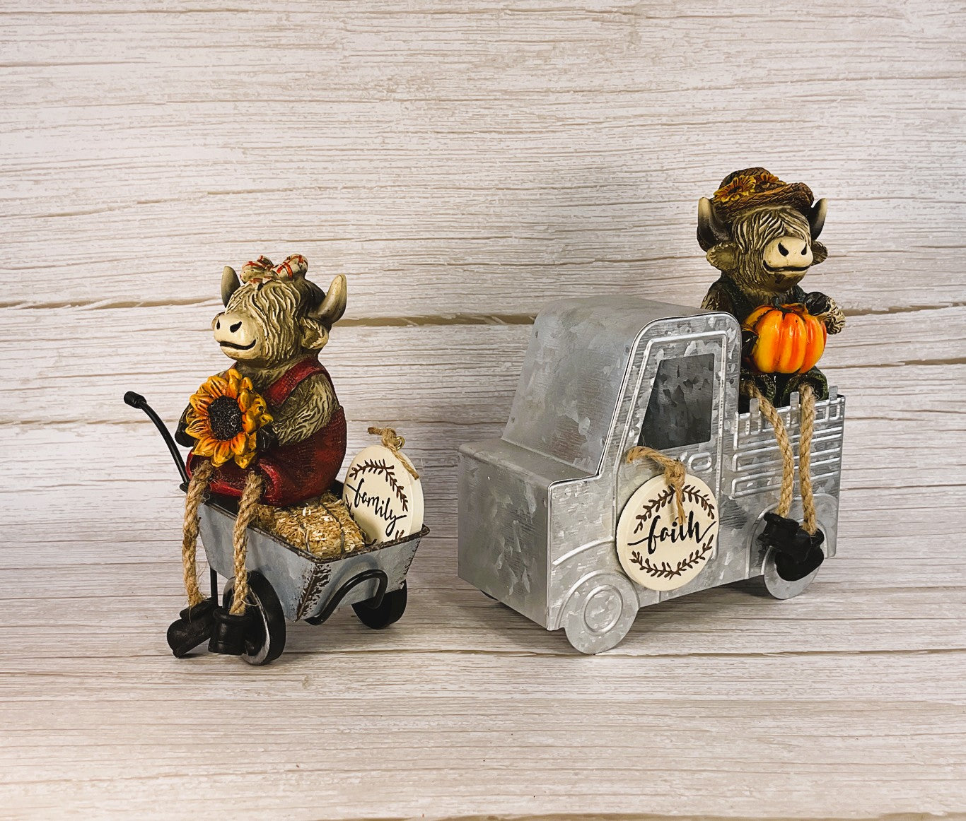 AGSD Fall Decor - Sunflower Harvest Highland Cows Truck Cart Set