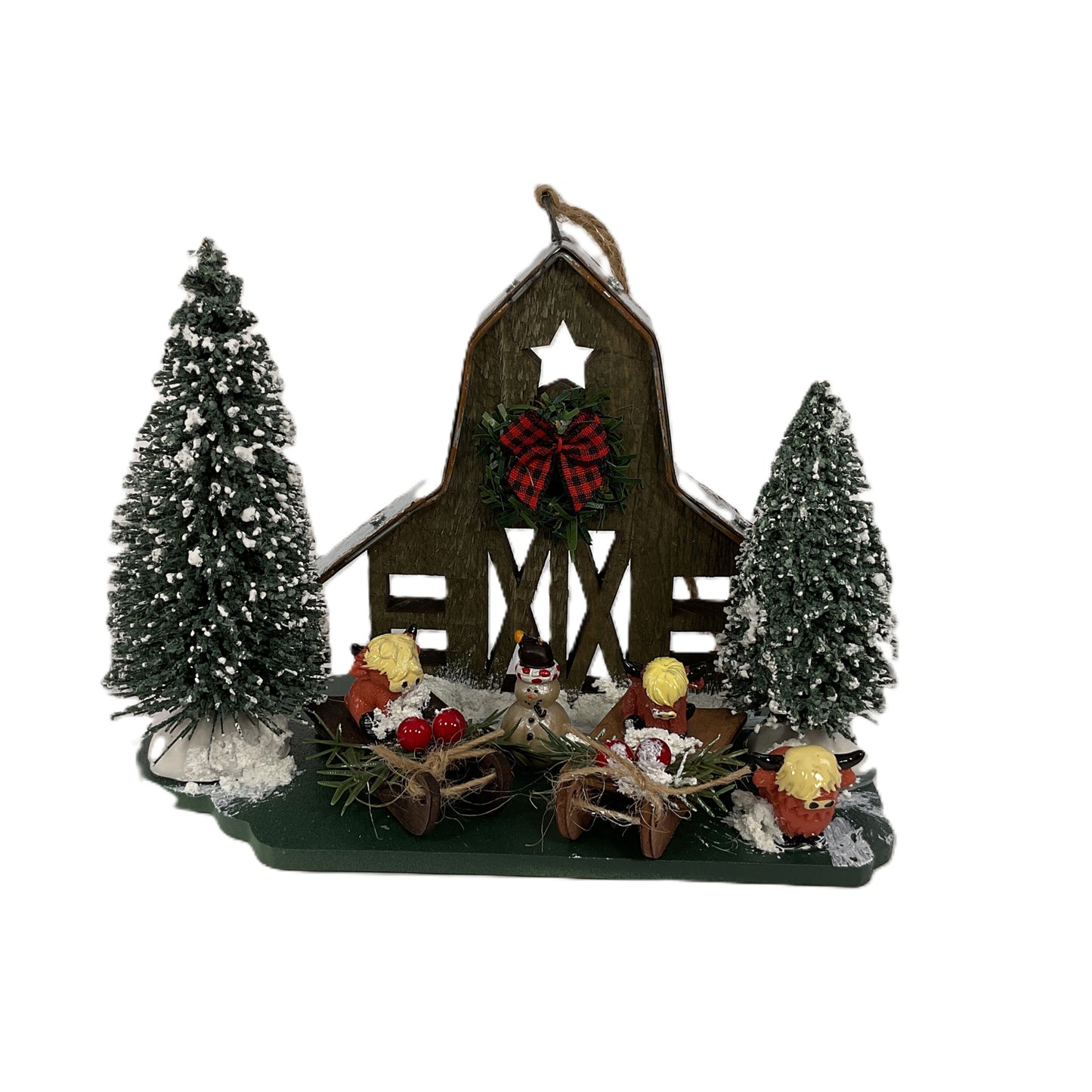 AGSD Christmas Decor - Highland Coo Cow Farmhouse Wood Barn