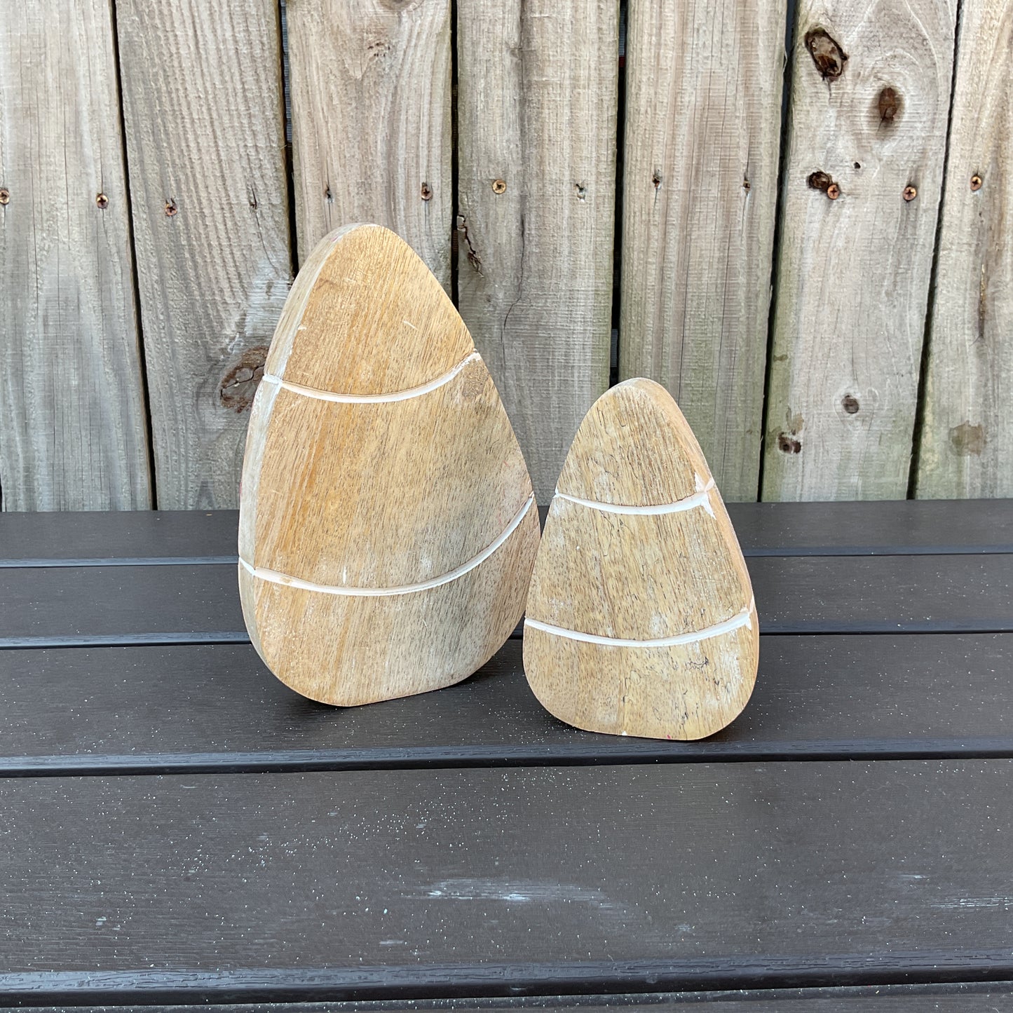 AGD Halloween Decor - Glam Pink Chunky Wood Candy Corn Sitters 2pc Set