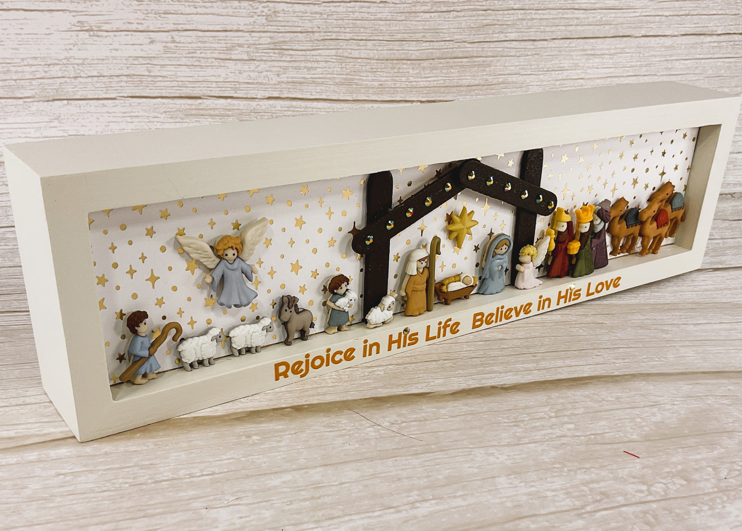 AGSD Christmas Decor - Nativity Manger Scene Flat Back Button Inset Sign