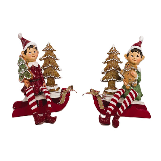 AGSD Christmas Decor - Gingerbread Snowmen and Tree on Sleds