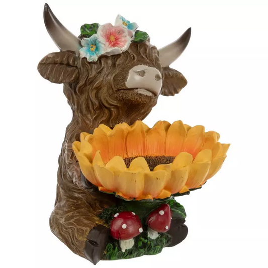 HL Spring Decor - Highland Cow Sunflower Garden Statue Figurine