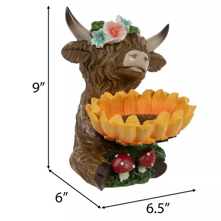 HL Spring Decor - Highland Cow Sunflower Garden Statue Figurine