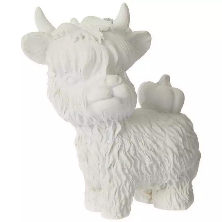 HL Fall Craft Supply - DIY Unfinished Adorable Resin Highland Cows 3pc Set
