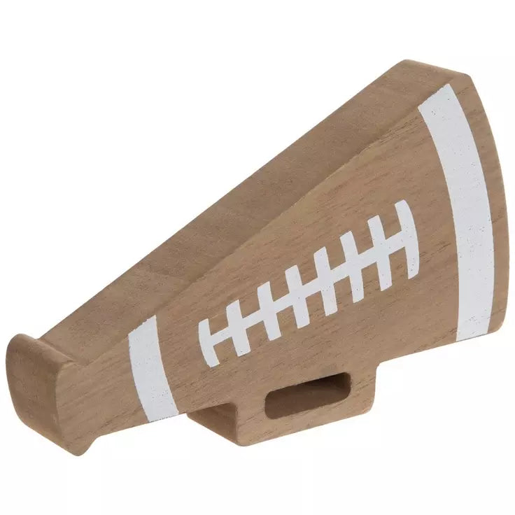 HL Fall Decor - Football Megaphone Cheer Cheerleader Chunky Wood Sitter
