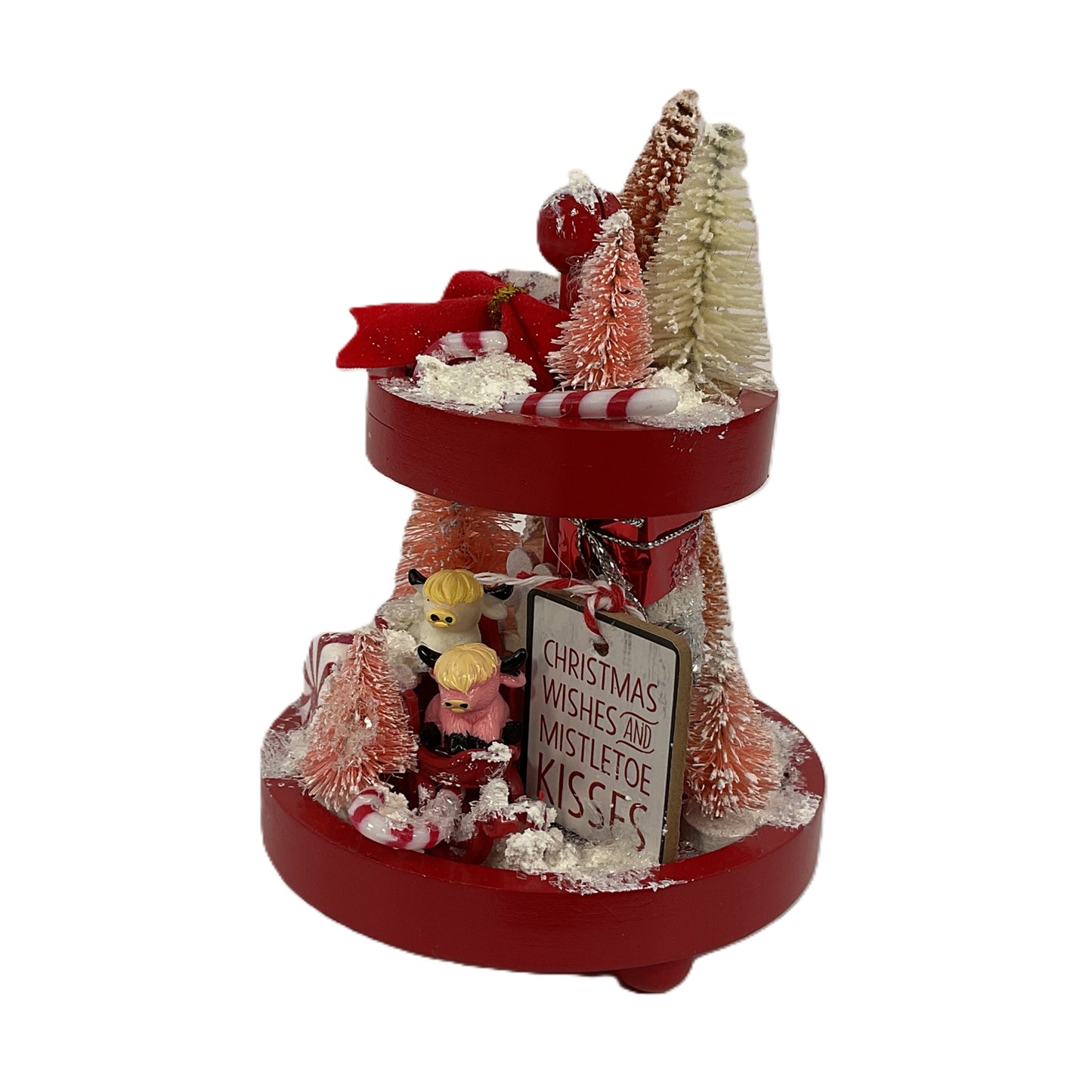 AGSD Christmas Decor - Highland Cows Miniature Mini Fairy Tier Tray Scene