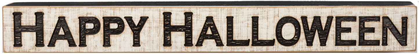 Primitives by Kathy PBK Halloween Decor - Happy Halloween Carved Wood Sign