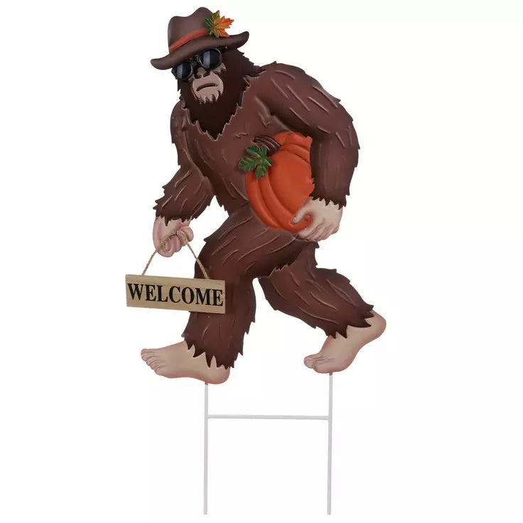HL Fall Decor - Outdoor Welcome Bigfoot Sasquatch Welcome Garden Stake