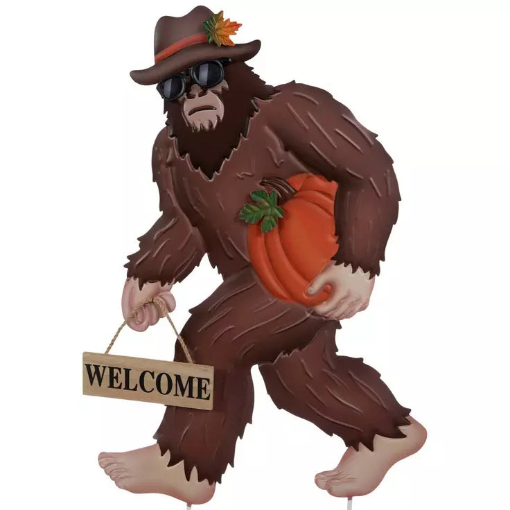 HL Fall Decor - Outdoor Welcome Bigfoot Sasquatch Welcome Garden Stake