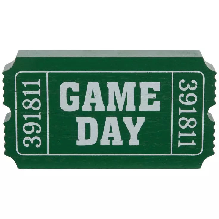 HL Fall Decor - Football Game Day Ticket Chunky Wood Sitter