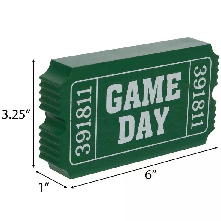HL Fall Decor - Football Game Day Ticket Chunky Wood Sitter