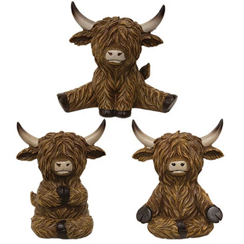 Gerson Home Decor - Yoga Meditation Highland Cow 3pc Set