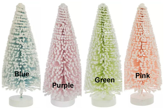 HL Christmas Decor - Pastel Flock Sisal Bottle-brush Tree 9-inch