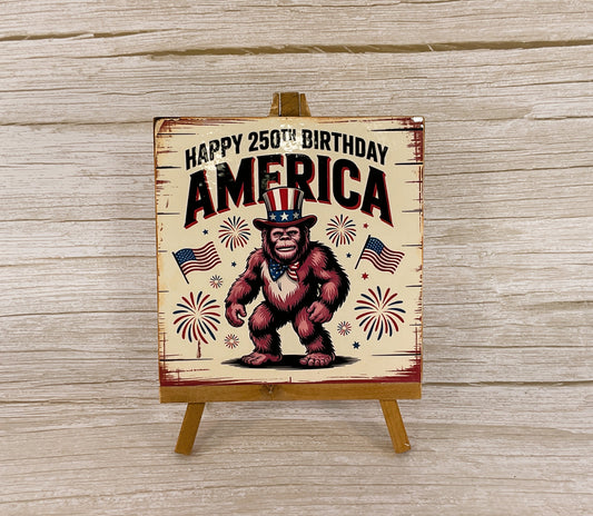 AGSD Patriotic Decor - July 4th Uncle Sam Bigfoot 250th Birthday Easel Sign