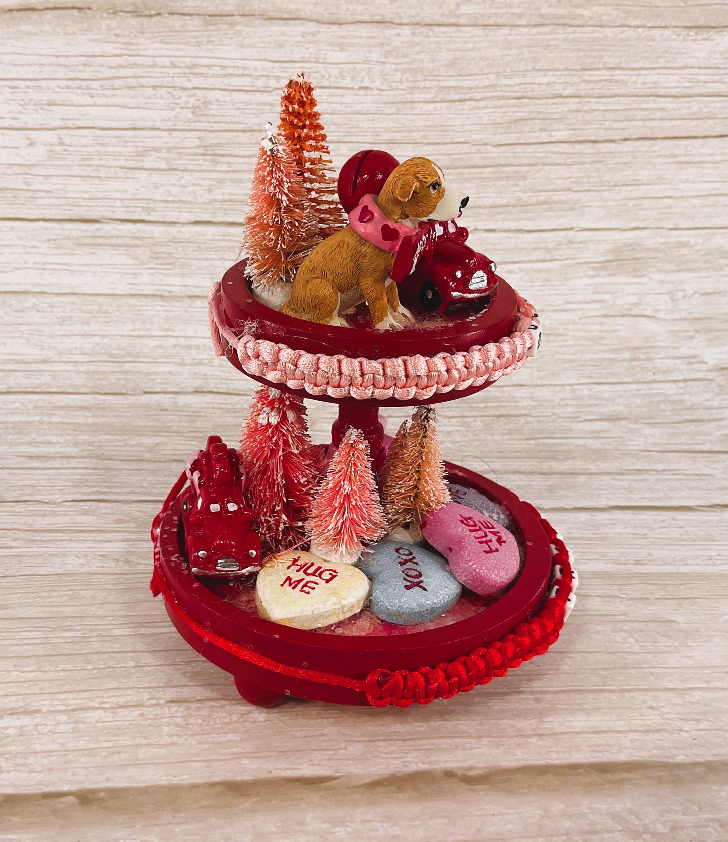 AGSD Valentines Decor - Small Miniature Puppy Dog Truck Tier Tray Display