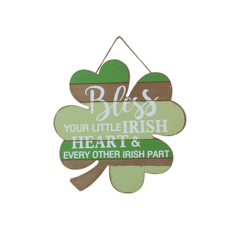 Youngs St. Patricks Day Decor - LG Bless Irish Heart Shamrock Sign