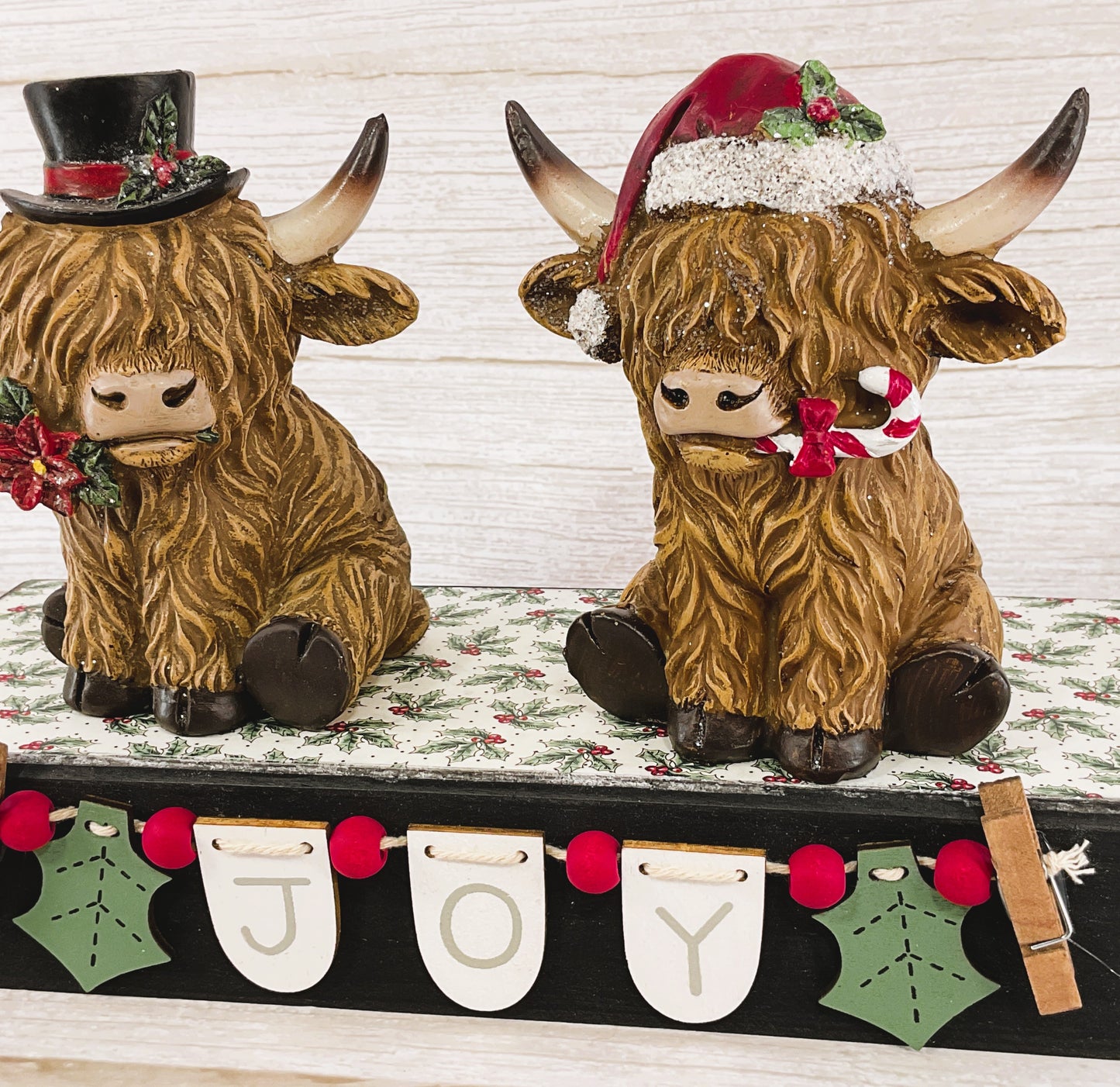 AGSD Christmas Decor - Joy Highland Cows Resin Tabletop Figurines 3pc