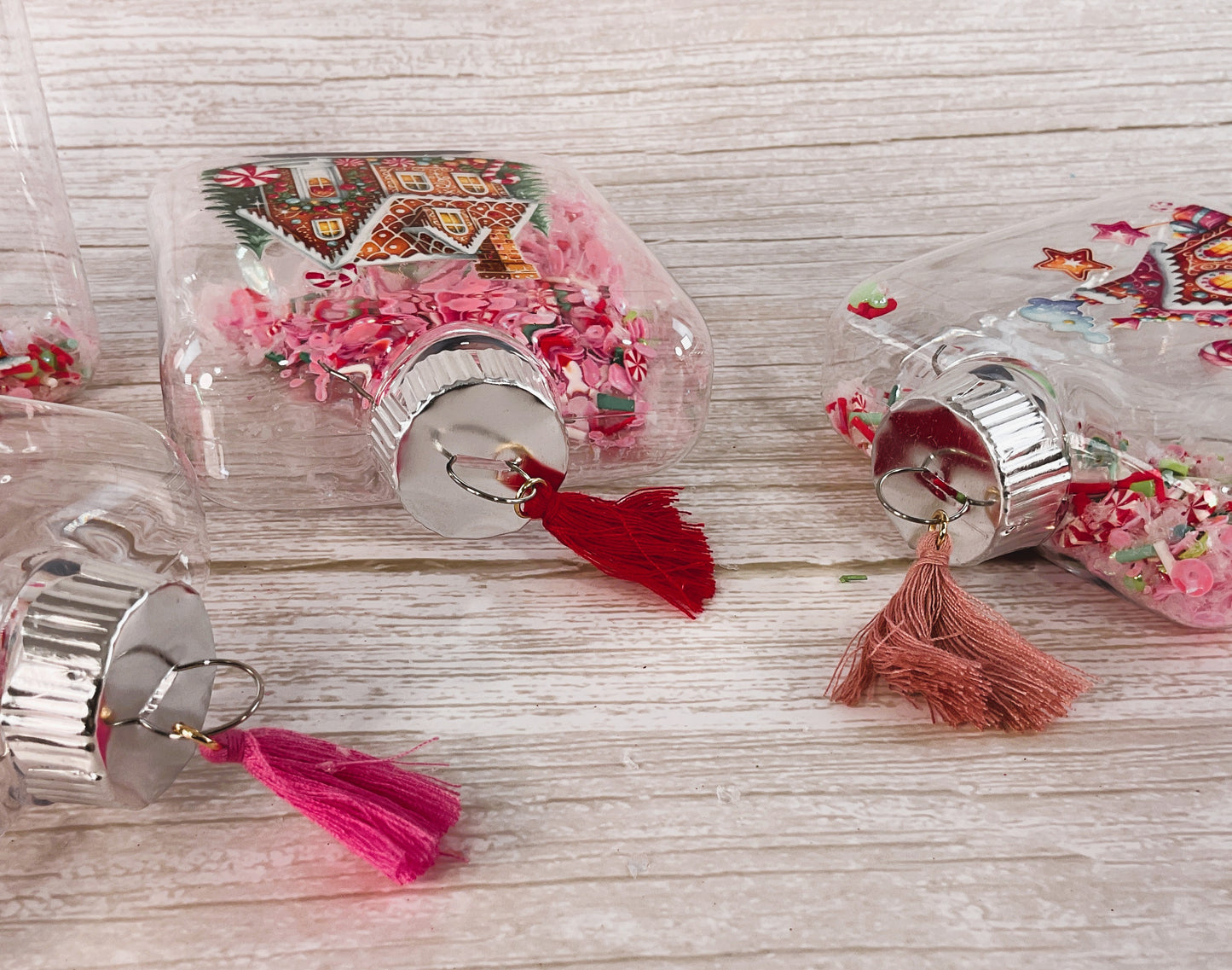 AGSD Christmas Decor - Pink Gingerbread Houses Fill-able Square Ornaments 12pc