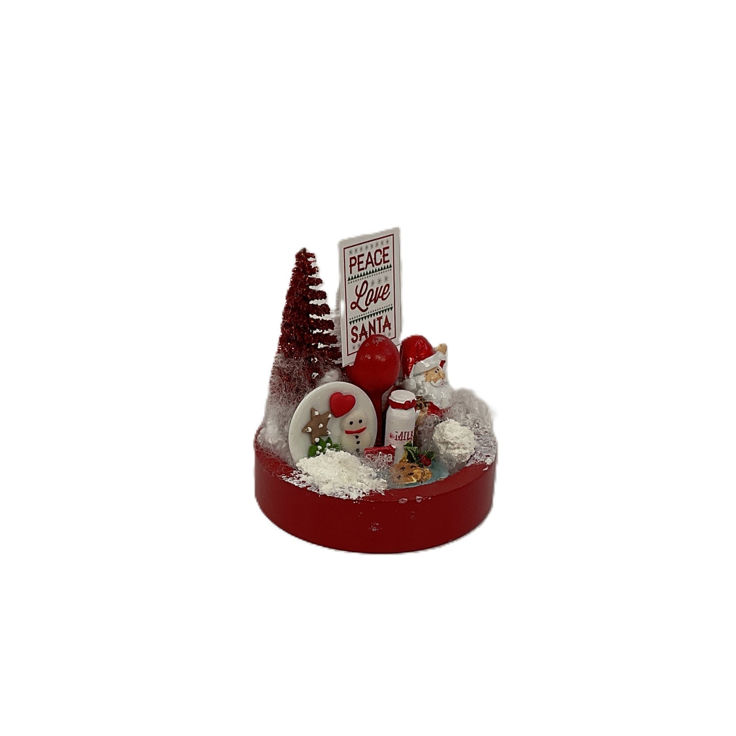 AGSD Christmas Decor - Santa Milk Cookies Miniature Fairy Tier Tray Scene