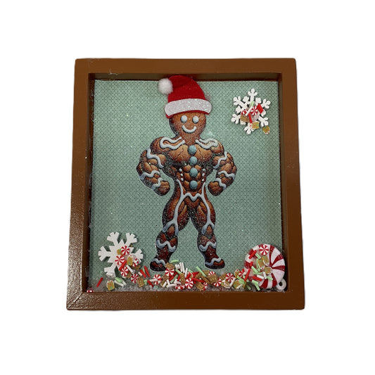 AGSD Christmas Decor - Gingerbread Muscle Man Gym Inset Box Sign
