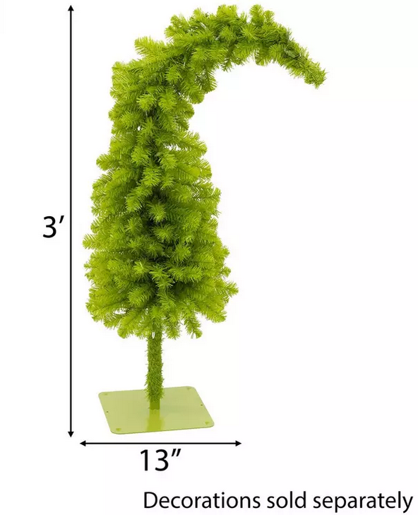 HL Christmas Decor - Whimsical Lime Green Tinsel LED Lighted Tree 3ft