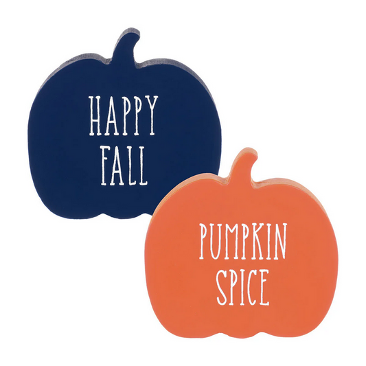 Collins Fall Decor - Small Blue Orange Fall Spice Pumpkins 2pc Set