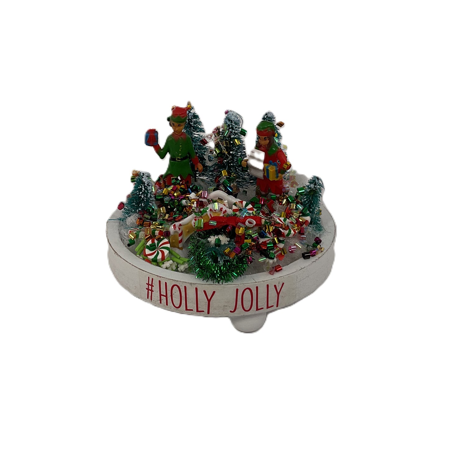 AGSD Christmas Decor - Elf Elves Miniature Mini Fairy Tier Tray Scene
