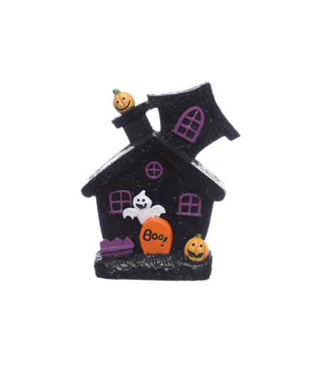 Michaels Ashlands Halloween Decor - Black Glitter Haunted House Resin Figurine