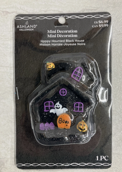 Michaels Ashlands Halloween Decor - Black Glitter Haunted House Resin Figurine