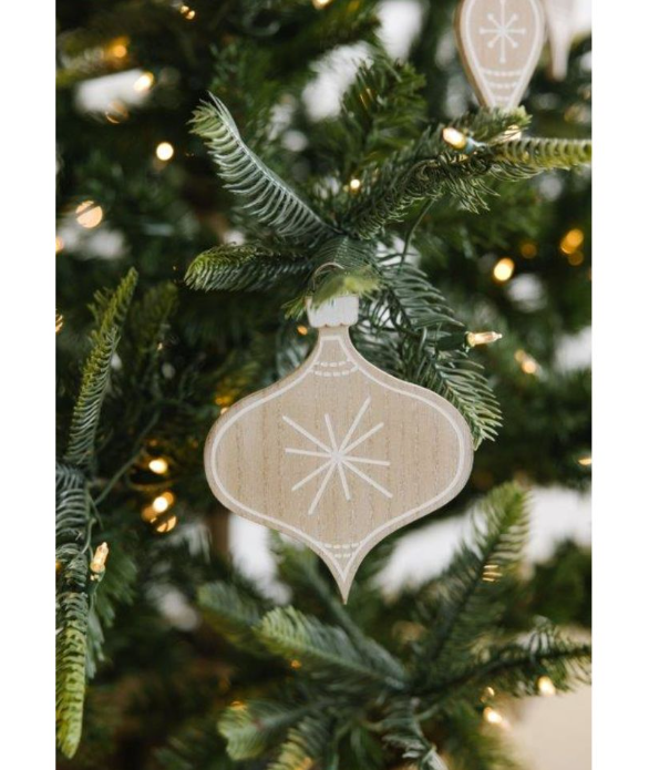 Adams & Co. Christmas Decor - Natural Wood Mid Century Retro Ornament 1pc