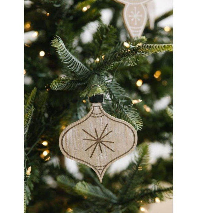 Adams & Co. Christmas Decor - Natural Wood Mid Century Retro Ornament 1pc