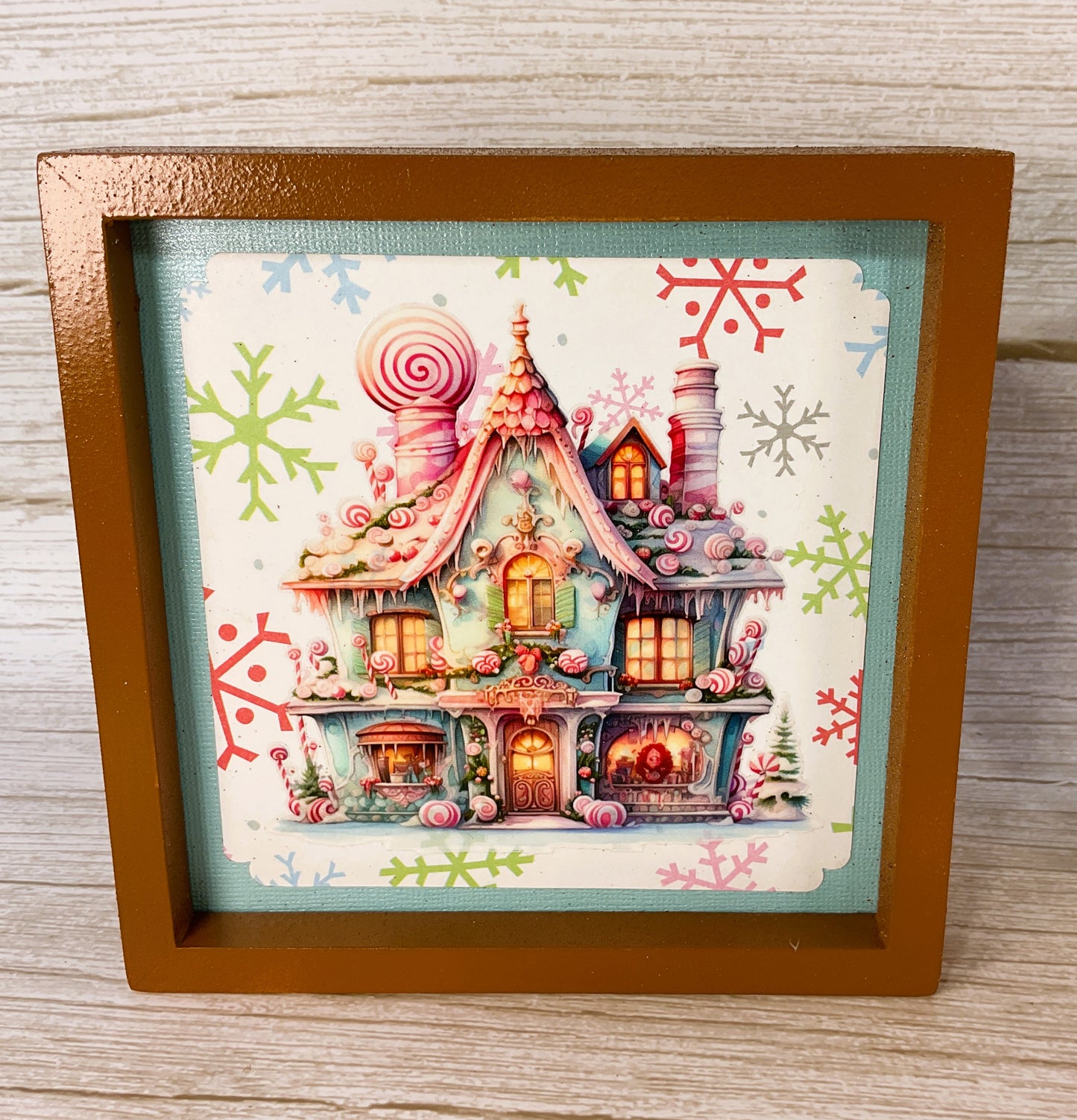 AGSD Christmas Decor - Pink Pastel Gingerbread Houses Tabletop Signs 4pc