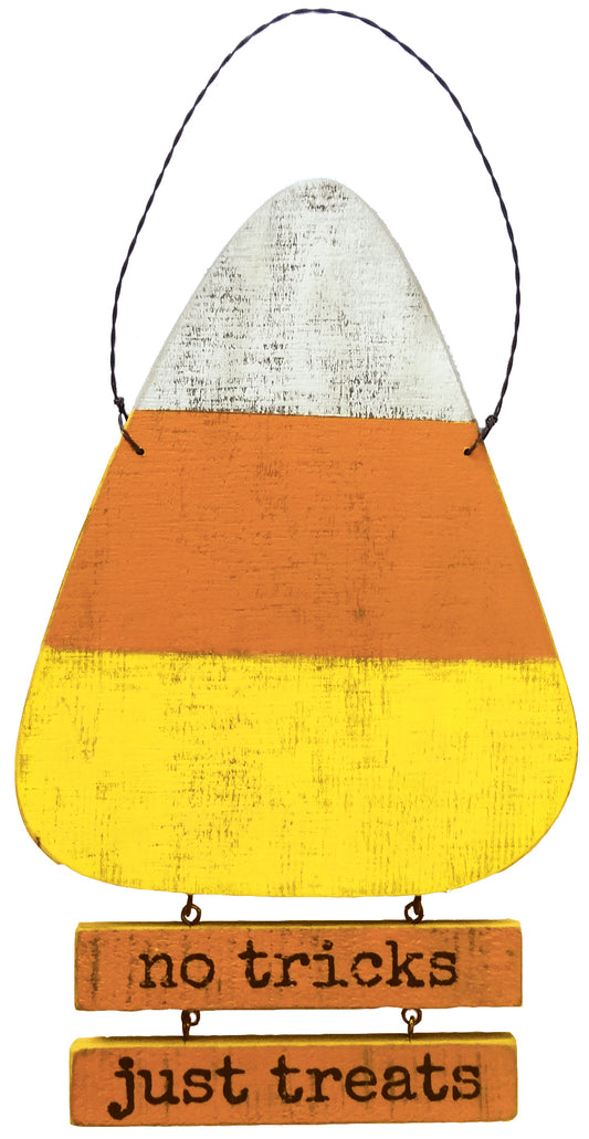 PBK Halloween Decor - No Tricks Just Treats Candy Corn Sign