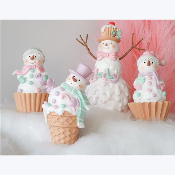 YI Christmas Decor - Gingerbread Snowman Resin Cupcake Figurines 3pc