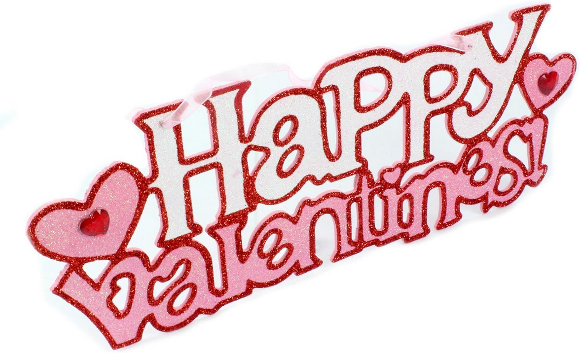 Darice Valentines Decor - Pink and Red Wall Wreath Sign 15.25 inches