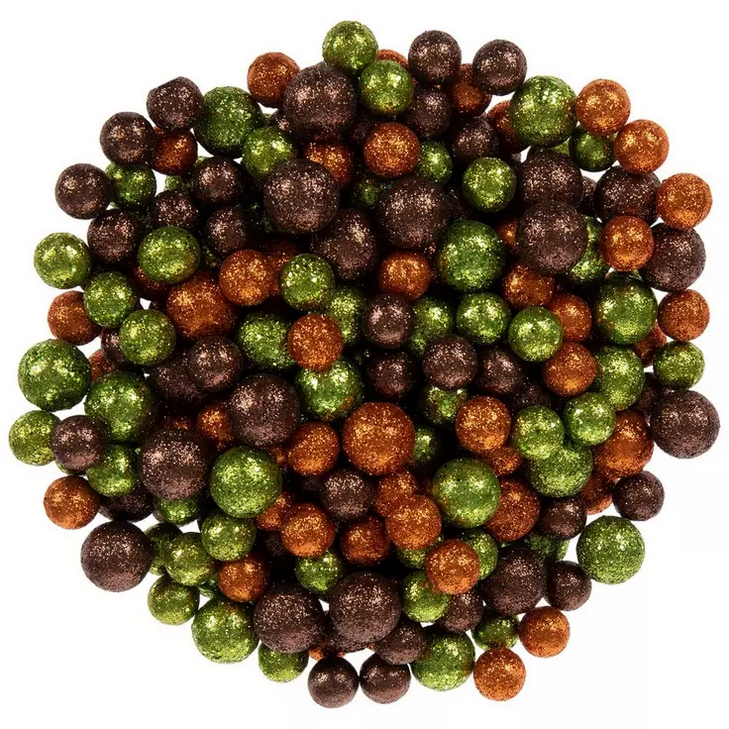 HL Fall Decor - Brown Rust Green Glitter Berries Ball Fillers 1pk