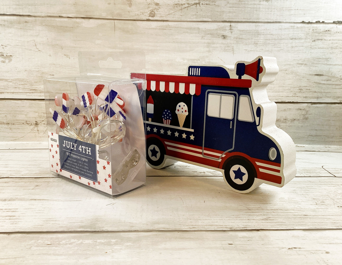 HL Patriotic Decor - Popsicle Ice Cream Truck LED Lights Banner 4pc Set